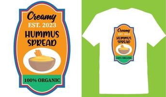 cremig Europäische Sommerzeit. 2023 Hummus Verbreitung 100 organisch T-Shirt vektor