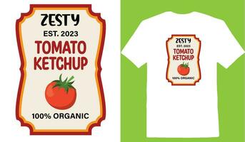 snygghet est. 2023 tomat ketchup 100 organisk t-shirt vektor