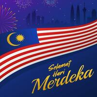 elegant bakgrund av hari merdeka hälsning som betyder malaysias oberoende dag vektor