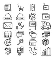 uppsättning av handla uppkopplad ikoner, e-handel, affär, försäljning vektor