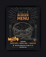 Burger Restaurant Speisekarte Layout mit Restaurant Cafe Speisekarte Vorlage Design auf Tafel Hintergrund Vektor Illustration