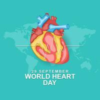 värld hjärta dag berömd varje 29 september hälsning begrepp design med hjärta. vektor illustration design