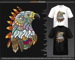 bunt Adler Kopf Mandala Kunst isoliert auf schwarz und Weiß t Shirt. vektor