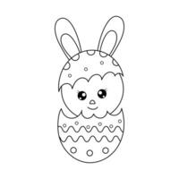 påsk kanin med ägg vektor hand dragen färg bok illustration