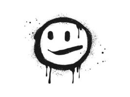 leende ansikte emoji karaktär. spray målad graffiti leende ansikte i svart över vit. isolerat på vit bakgrund. vektor illustration