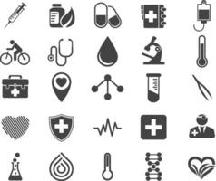medizinisch Gesundheit verbunden Symbole sind einfach. mit ein Gliederung Stil. enthält Blut, Stethoskope, Medizin Kisten und Andere. mit das Zweck von ui, Netz, Anwendung oder Software und viele Andere vektor