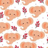 nahtlos Muster Karikatur Elefant, Pflanze und Blume. süß Tier Hintergrund zum Textil- Geschenk wickeln Papier vektor
