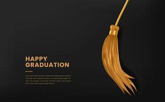 Lycklig gradering fest firande inbjudan med guld tofs examen collage med svart bakgrund vektor