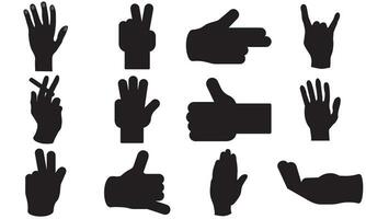 vektor illustration av samling av hand gester silhuetter, hand vektor,