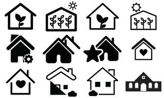 Haus Symbol Satz. Zuhause Vektor Illustration Symbol. Haus Symbole Zeichen, Haus und Zuhause einfach Symbole, Häuser Symbole einstellen