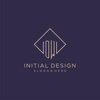 initialer dw logotyp monogram med rektangel stil design vektor