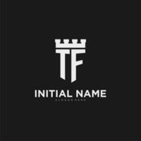 Initialen tf Logo Monogramm mit Schild und Festung Design vektor