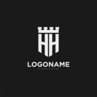 Initialen hh Logo Monogramm mit Schild und Festung Design vektor