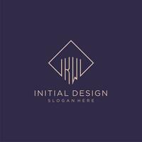 initialer kw logotyp monogram med rektangel stil design vektor