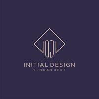 Initialen dj Logo Monogramm mit Rechteck Stil Design vektor