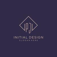 initialer pj logotyp monogram med rektangel stil design vektor