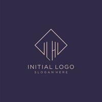 Initialen lh Logo Monogramm mit Rechteck Stil Design vektor