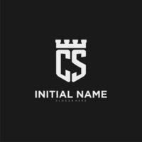 Initialen cs Logo Monogramm mit Schild und Festung Design vektor