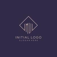 Initialen mu Logo Monogramm mit Rechteck Stil Design vektor