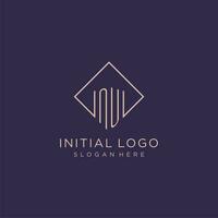 initialer nu logotyp monogram med rektangel stil design vektor