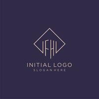 Initialen fh Logo Monogramm mit Rechteck Stil Design vektor