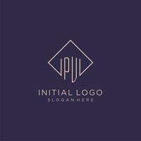 Initialen pu Logo Monogramm mit Rechteck Stil Design vektor