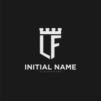 Initialen lf Logo Monogramm mit Schild und Festung Design vektor