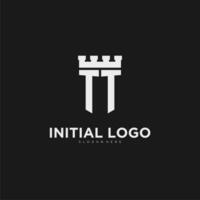 Initialen tt Logo Monogramm mit Schild und Festung Design vektor
