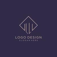 Initialen ll Logo Monogramm mit Rechteck Stil Design vektor