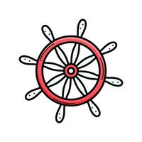 Lenkung Rad Gekritzel Symbol. Vektor Illustration von ein Jahrgang Schiff Ruder. Single isoliert auf ein Weiß Hintergrund.