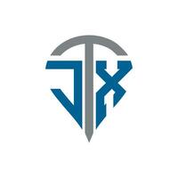 jtx brev logotyp. jtx kreativ monogram initialer brev logotyp begrepp. jtx unik modern platt abstrakt vektor brev logotyp design.