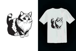 redigerbar katt t skjorta design vektor