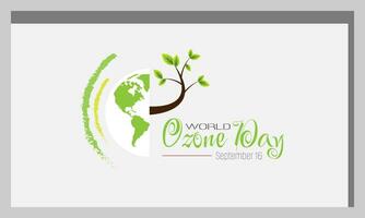 värld ozon dag logotyp med en träd växande i halv av de jord vektor