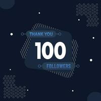tacka du 100 prenumeranter eller anhängare. webb social media modern posta design vektor