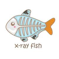 alfabet x för röntgen fisk ordförråd skola lektion läsning tecknad serie illustration vektor ClipArt klistermärke