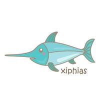 Alphabet x zum Xiphias Wortschatz Schule Lektion lesen Karikatur Illustration Vektor Clip Art Aufkleber