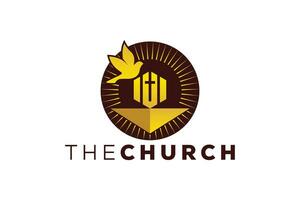 trendig och professionell brev v kyrka tecken kristen och fredlig vektor logotyp design