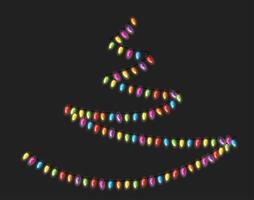 mångfärgade kranslampor som är festliga på svart bakgrundsvektorillustration vektor