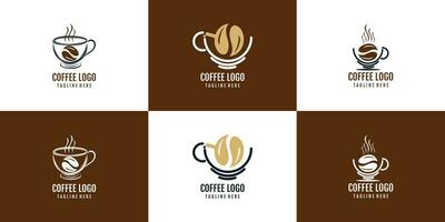 kaffe logotyp design samling med kreativ element begrepp premie vektor