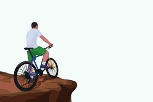 färgad cyklist i bergen vektor