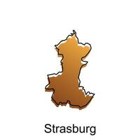 Karte Stadt von Straßburg. Vektor Karte von Deutsche Land Design Vorlage mit Gliederung Grafik skizzieren Stil isoliert auf Weiß Hintergrund
