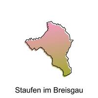 Karte Stadt von staufen Ich bin Breisgau. Vektor Karte von Deutsche Land Design Vorlage mit Gliederung Grafik skizzieren Stil isoliert auf Weiß Hintergrund