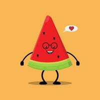 ein Karikatur Wassermelone mit Augen und Beine vektor