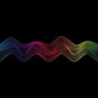 Klang Welle Regenbogen wellig Linie Steigungen. Radio Frequenz. abstrakt geometrisch gestalten auf ein schwarz Hintergrund. Vektor Illustration