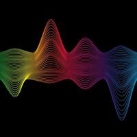 ljud Vinka regnbåge vågig linje gradienter. radio frekvens. abstrakt geometrisk form på en svart bakgrund. vektor illustration
