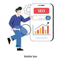 Handy, Mobiltelefon SEO eben Stil Design Vektor Illustration. Lager Illustration