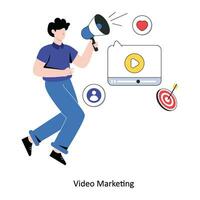 Video Marketing eben Stil Design Vektor Illustration. Lager Illustration