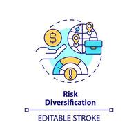 redigerbar risk diversifiering ikon, isolerat vektor, utländsk direkt investering tunn linje illustration. vektor