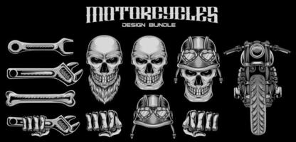 Set Bundle Illustration Motorrad Club Vektor