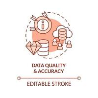editierbar Daten Qualität und Richtigkeit Konzept rot dünn Linie Symbol, isoliert Vektor Darstellen Daten Demokratisierung.